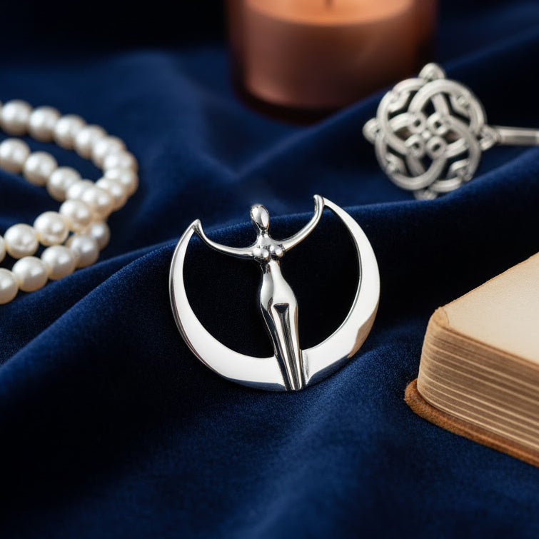 Astra Star Goddess Sterling Silver Plated over Solid Brass Pendant by Oberon Zell BPD1039*