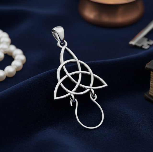 Triquetra Sterling Silver Plated over Solid Brass Charm Holder Pendant BPD5087*