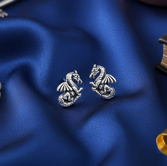 Small Dragon Sterling Silver Post Earrings TE1155*