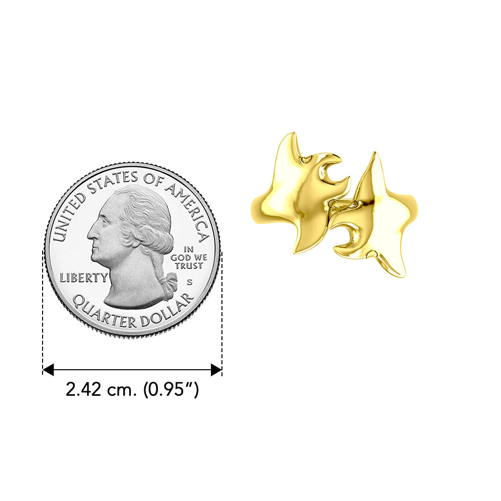 Double Manta Ray Sterling Silver with 14K Gold Vermeil Ring VRI1832