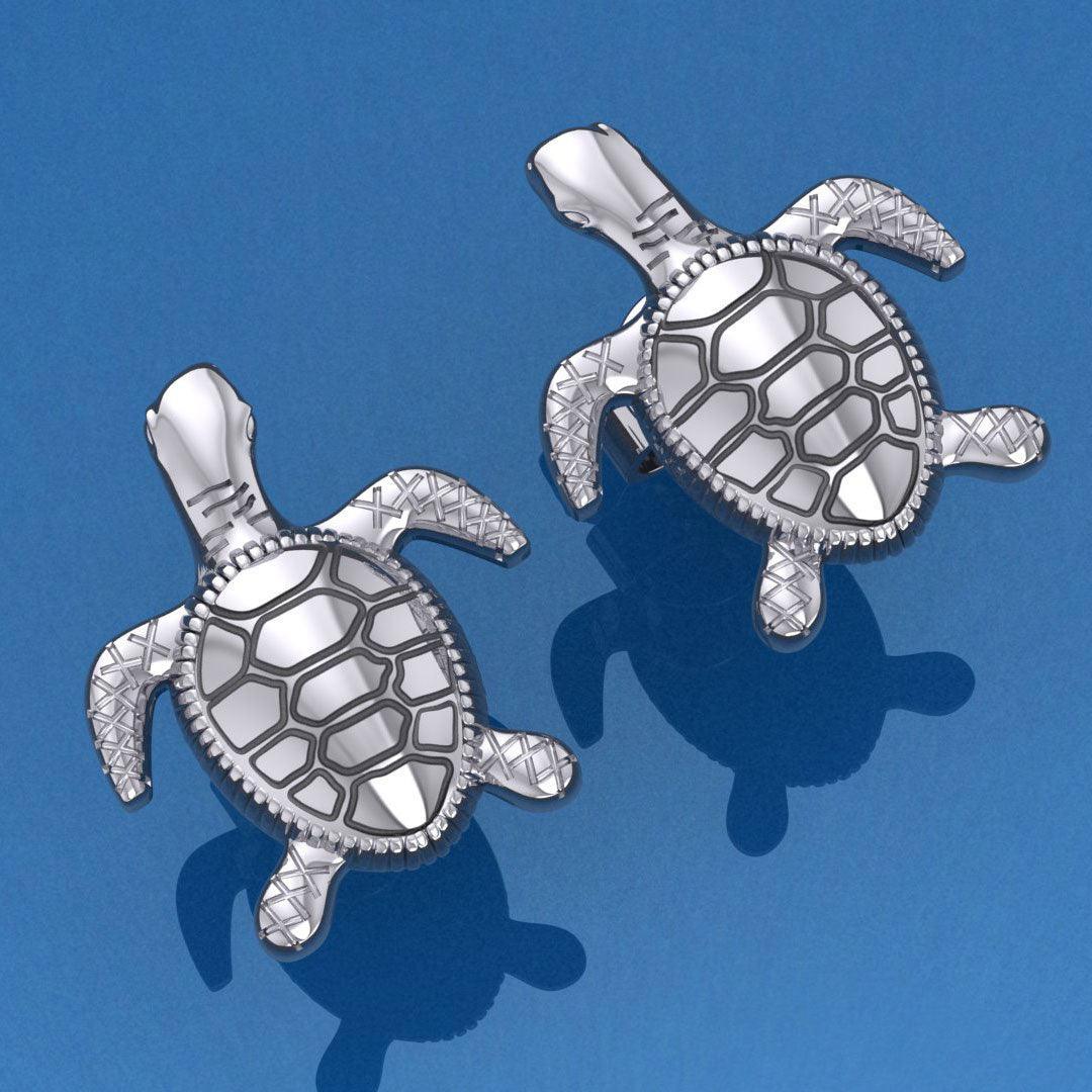 Silver Turtle Post Earrings JE206 - peterstone.dropshipping