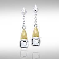 Black Magic Square Silver & Gold Earrings MER402