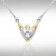 Black Magic Art Deco Triangle Silver & Gold Necklace MNC097