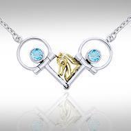 Friesian Horse and Bit Silver & Gold Necklace MNC132