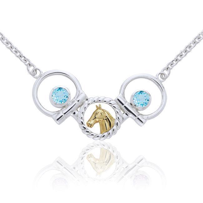Draft Horse and Bit Silver & Gold Necklace MNC133