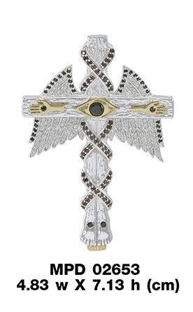 Believe in thy Cross ~ Dali-inspired fine Sterling Silver Jewelry Pendant in 18k Gold accent MPD2653
