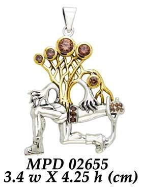 Contemporary work of art ~ Dali-inspired fine Sterling Silver Jewelry Pendant in 18k Gold accent MPD2655