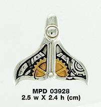 Whale Tail Steampunk Sterling Silver and Gold Pendant MPD3928
