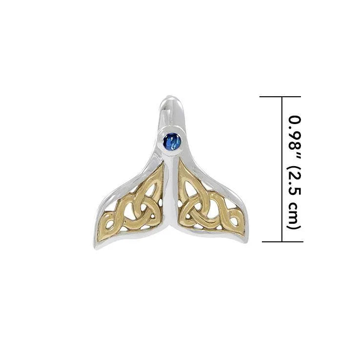 I see through you the Celtic whale’s tail ~ Celtic Whale Tail Sterling Silver With 14K Gold Accent Pendant MPD071