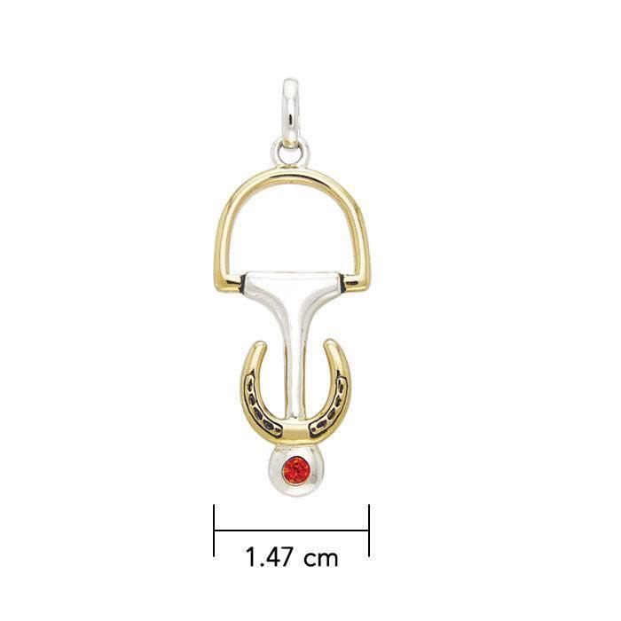 Horse Bits and Horseshoe Silver and Gold Pendant MPD2245