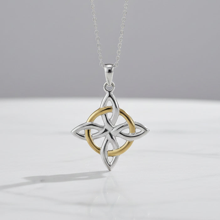 Celtic Four-Point Sterling Silver with 14K Gold Accent Pendant MPD3829*