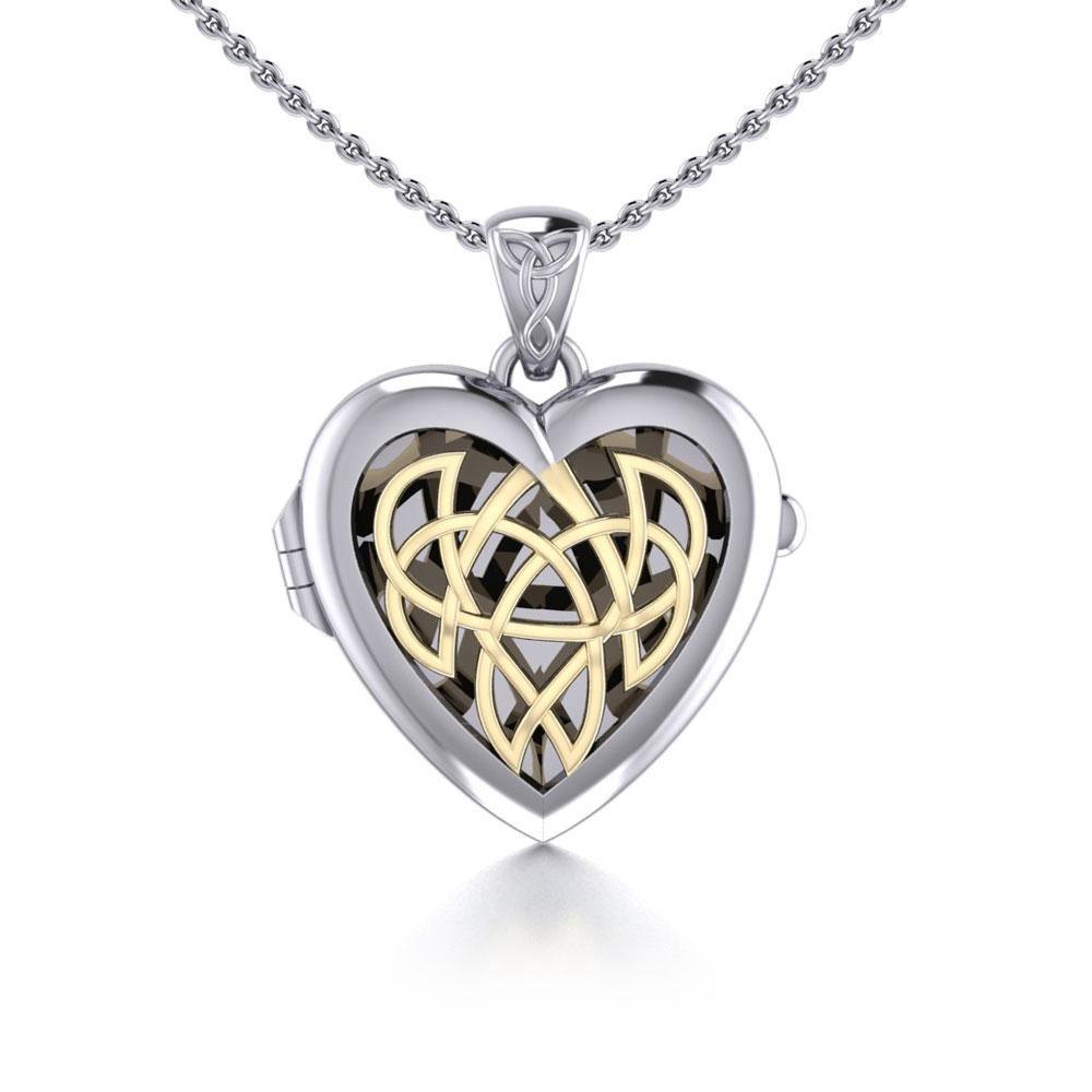 Celtic Heart Aroma Silver and God Locket Pendant MPD5040