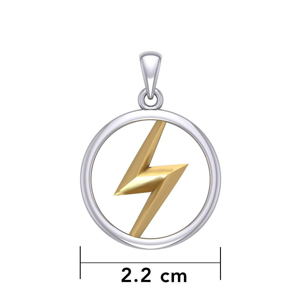 Zeus God Lightning Bolt Silver and Gold Large Pendant MPD5897