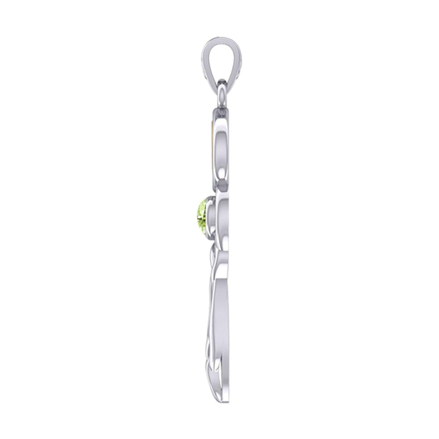 Celtic Goddess Leo Astrology Zodiac Sign Silver and Gold Accents Pendant with Peridot MPD5939