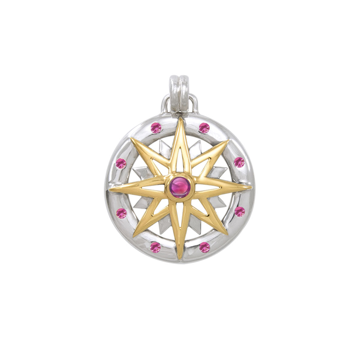 Compass Gemstone Sterling Silver and 18K Gold Accent Pendant MPD683