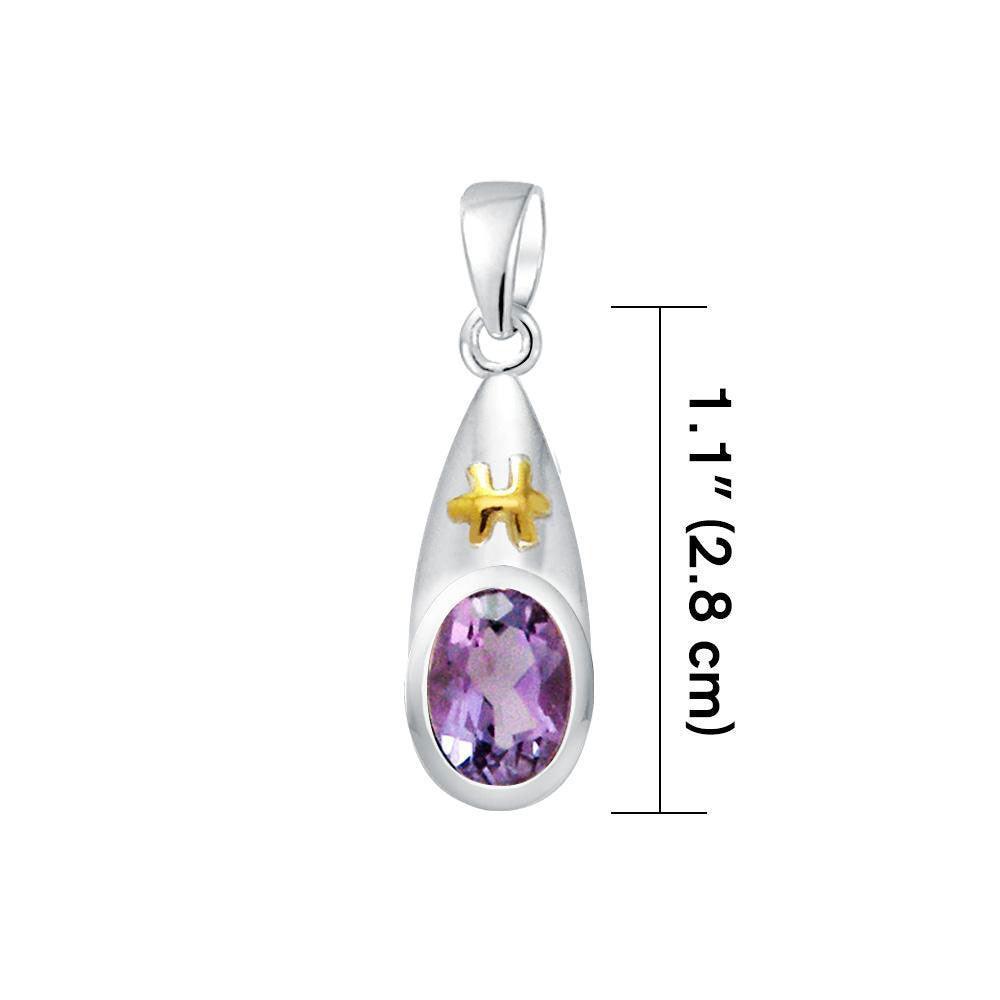 Pisces Zodiac Symbol Silver and Gold Pendant MPD825