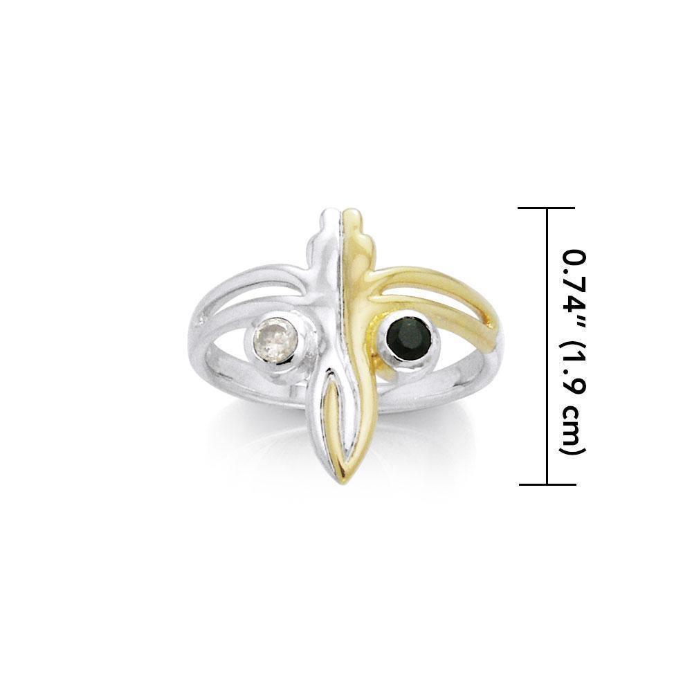 Venus and Mars with Gems Silver and Gold Ring MRI556