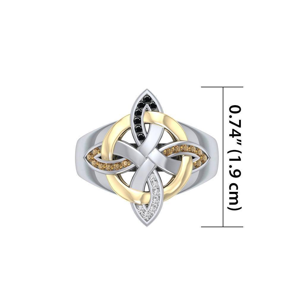 Celtic Four Point Knot Silver & Gold Ring MRI656