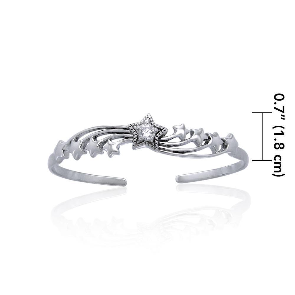 Sterling Silver Exquisite Bangle with a Gemstone Centerpiece TBA139