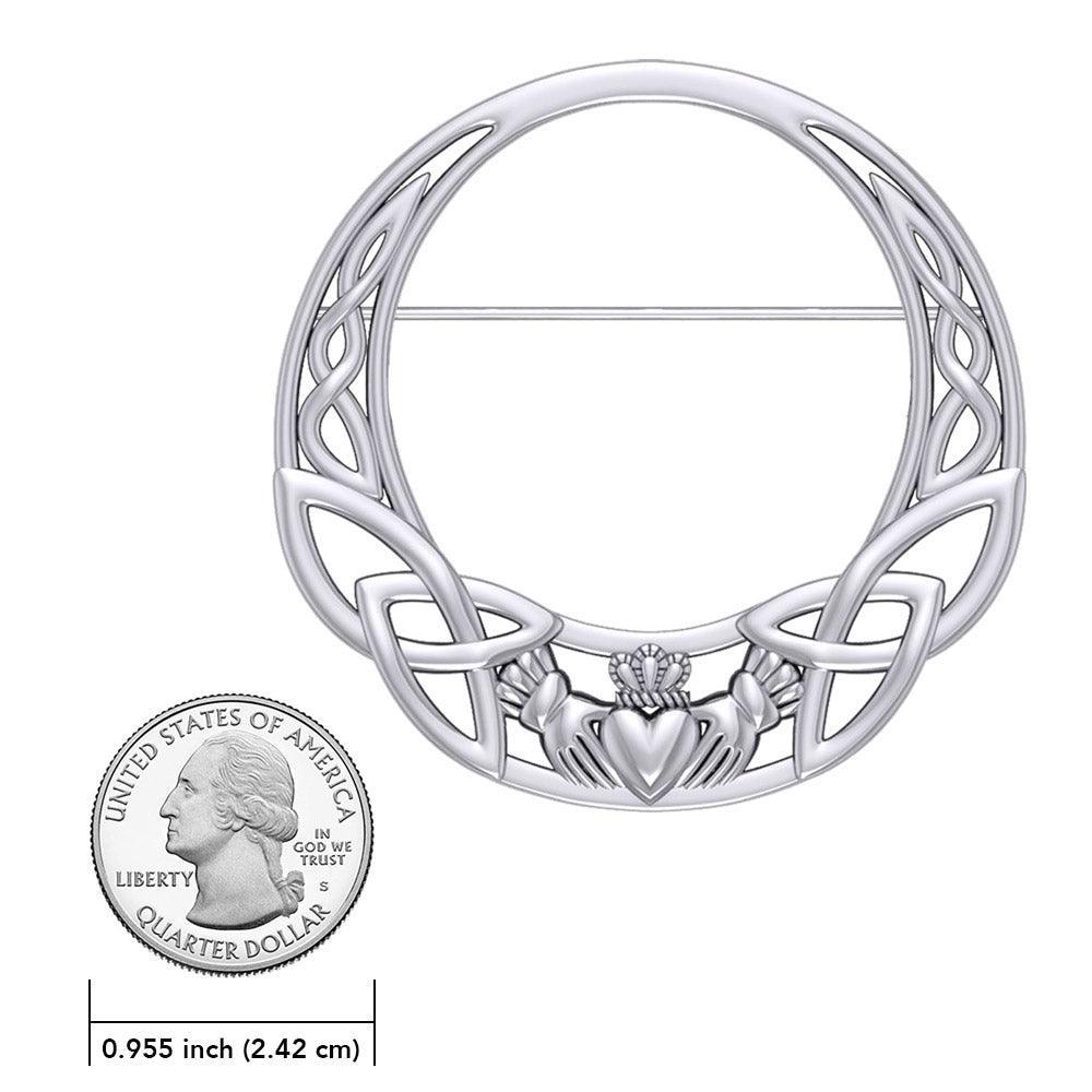 Celtic Claddagh Heritage: Sterling Silver Brooch by Peter Stone Jewelry - Traditional Irish Symbolism TBC168 - peterstone.dropshipping