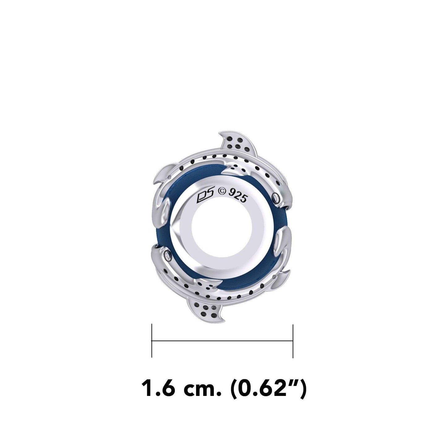 DiveSilver Whale Shark Silver Bead with Navy Blue Enamel TBD373 - peterstone.dropshipping