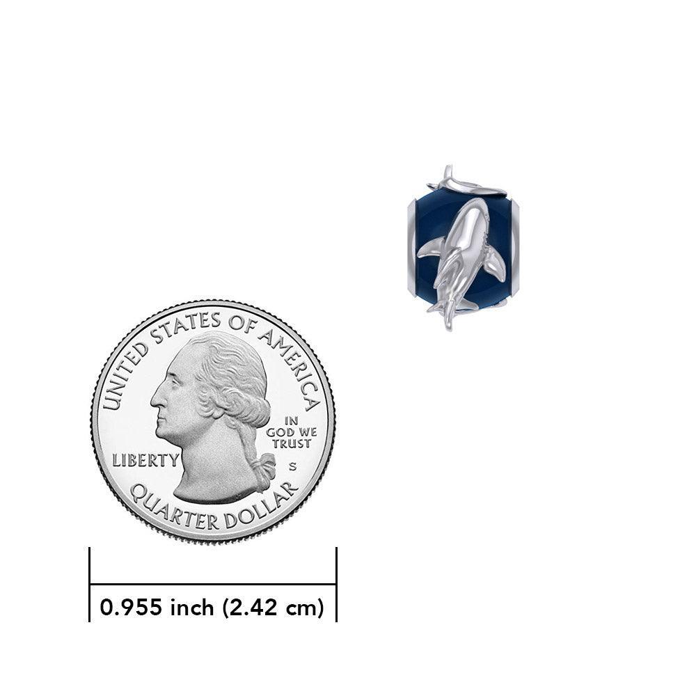 Shark Silver Bead with Navy Blue Enamel TBD375 - peterstone.dropshipping