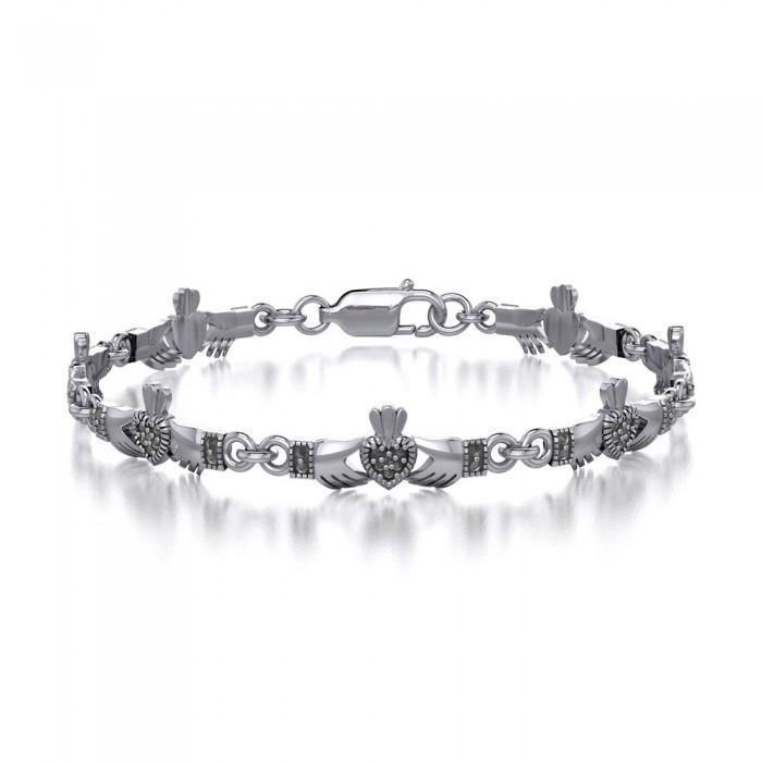 Irish Claddagh with Marcasite Silver Bracelet TBG253