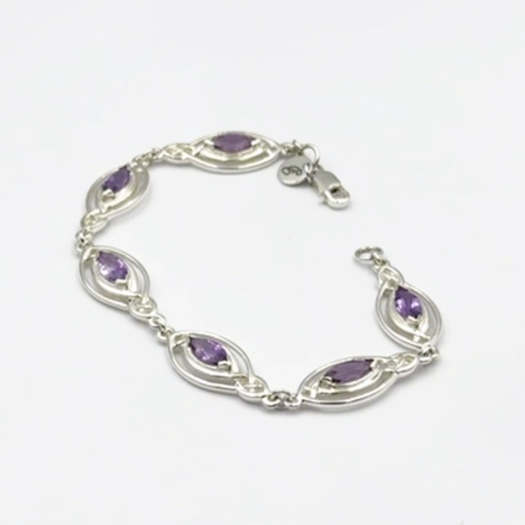 Celtic Knotwork with Choice of Gemstones Sterling Silver Bracelet TBG282