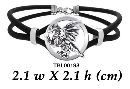 Sterling Silver Dragon Leather Cord Bracelet TBL198