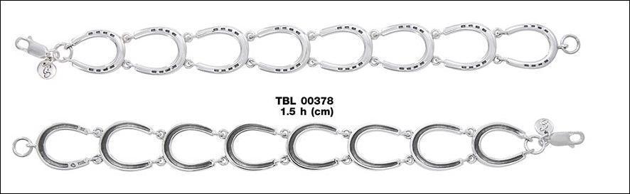 Horseshoes Equestrian Sterling Silver Link Bracelet TBL378