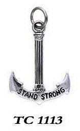 Stand Strong and Hold Firm Anchor Silver Charm TC1113