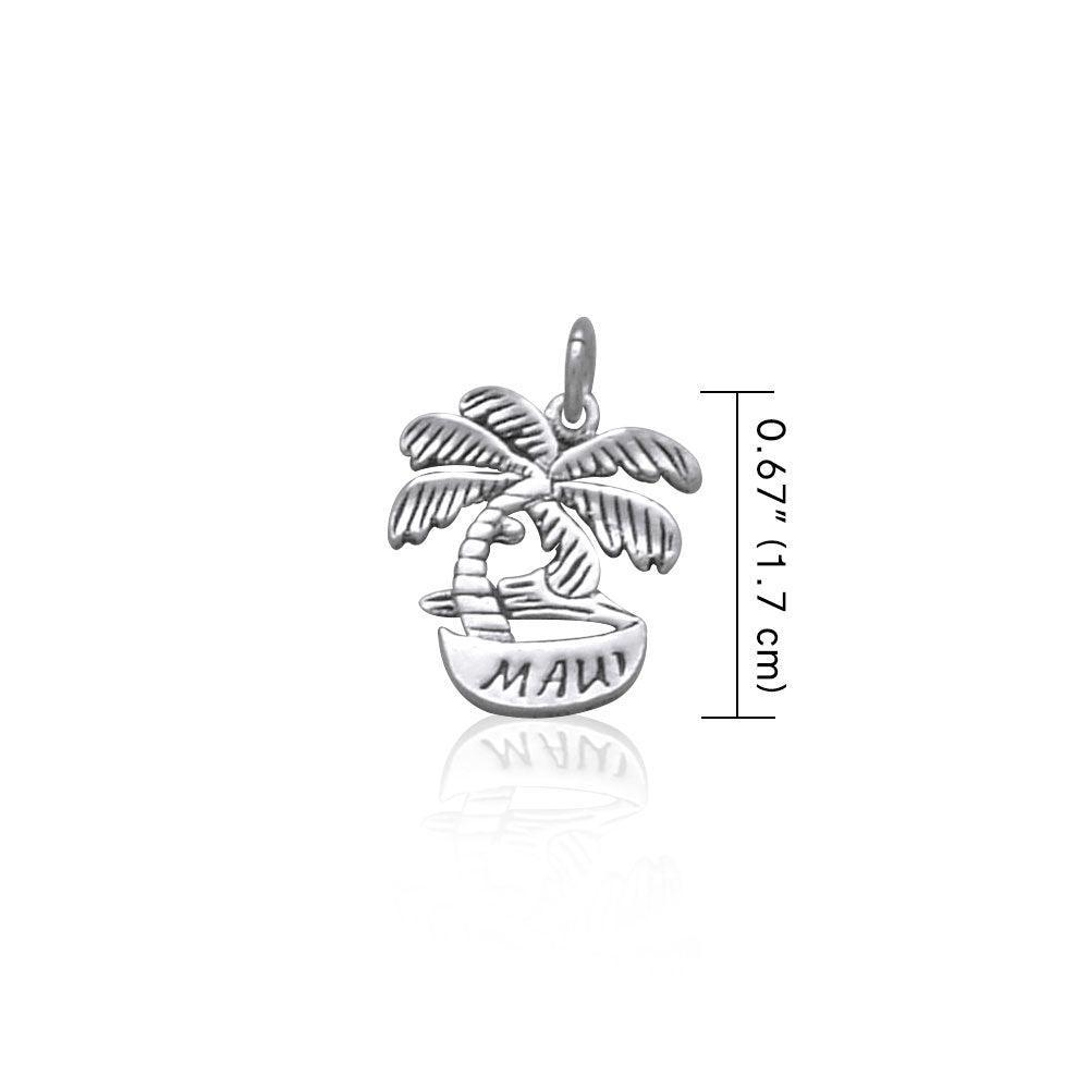 Maui Island Coconut Tree Silver Charm TC983