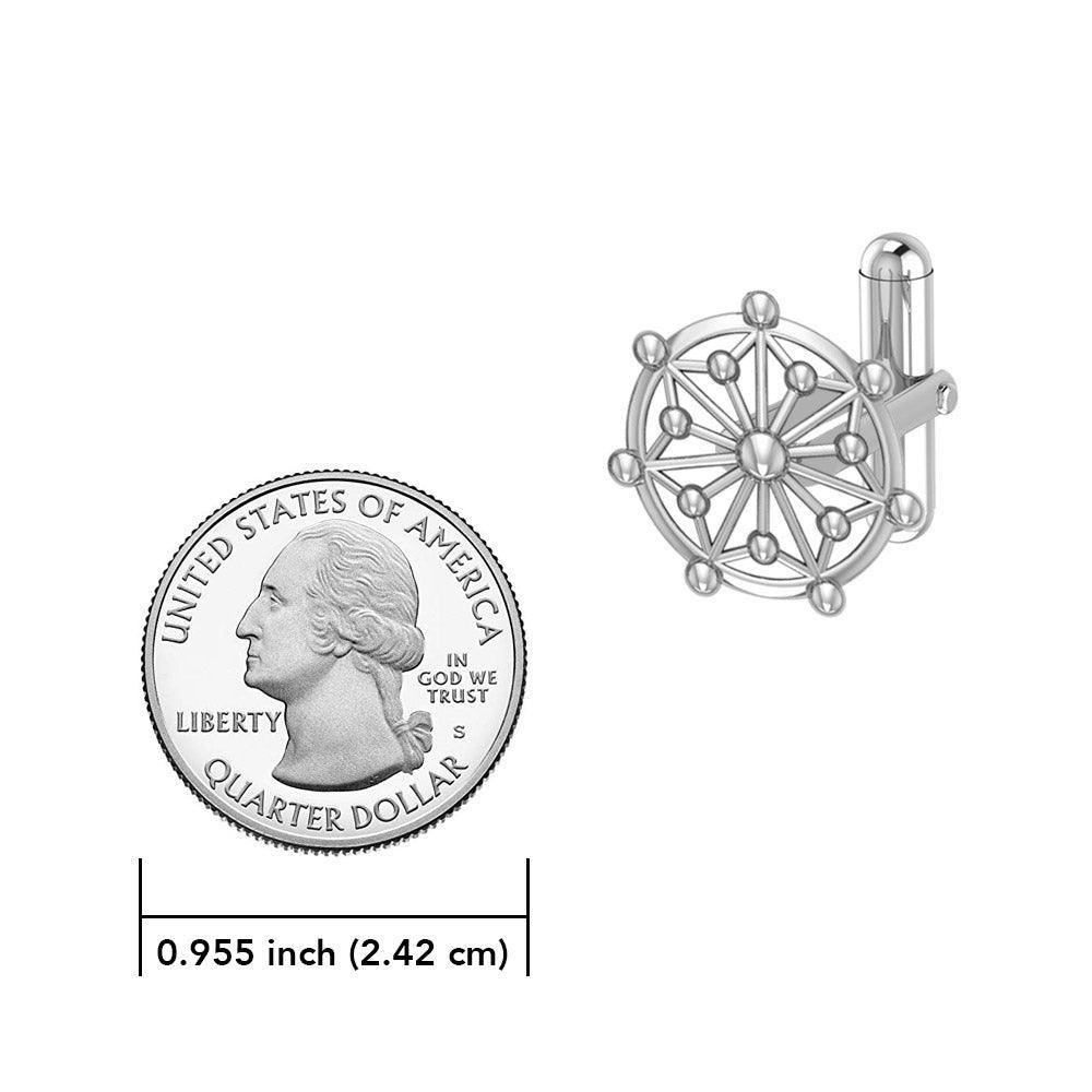 Round Tetragram Energy Symbol Silver Cufflinks TCL044 - peterstone.dropshipping