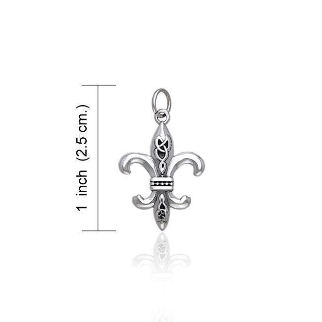 Fleur De Lis with Celtic Knot Silver Charm TCM031