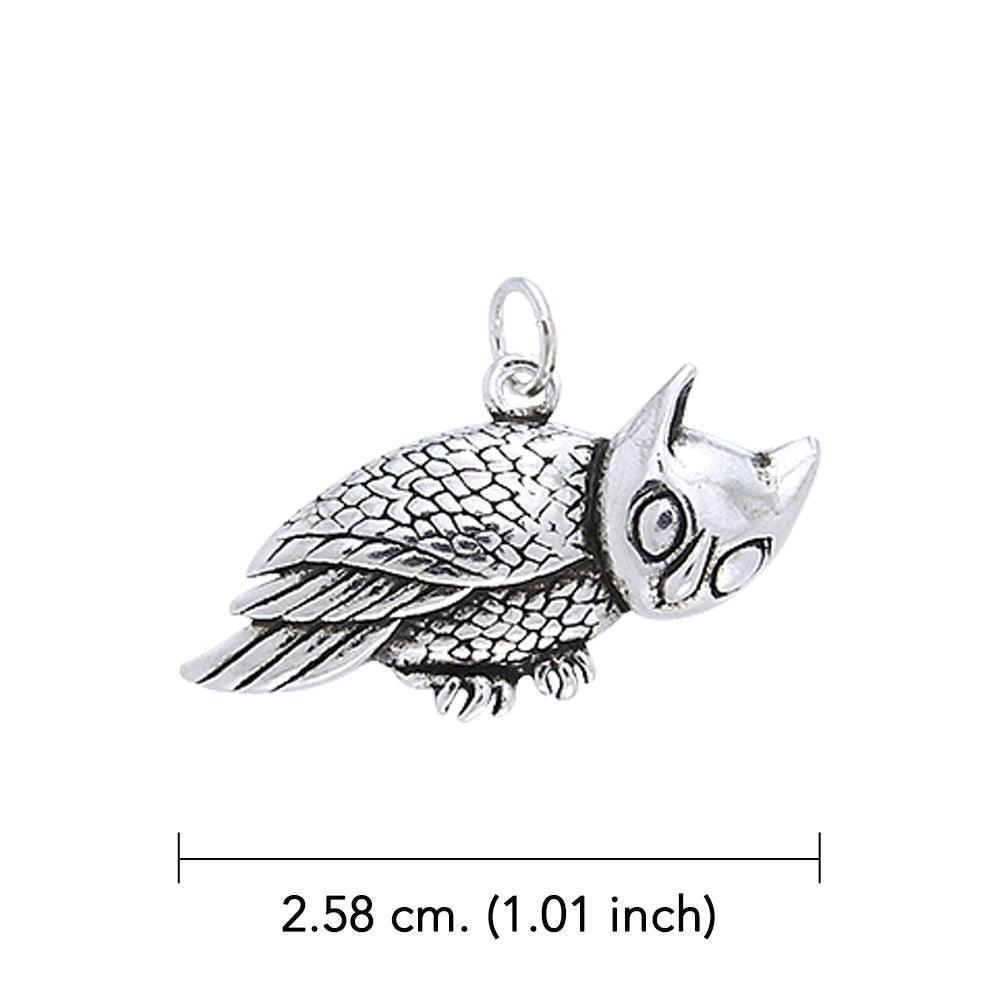 Regal with an air of mystery ~ Sterling Silver Owl Charm TCM085