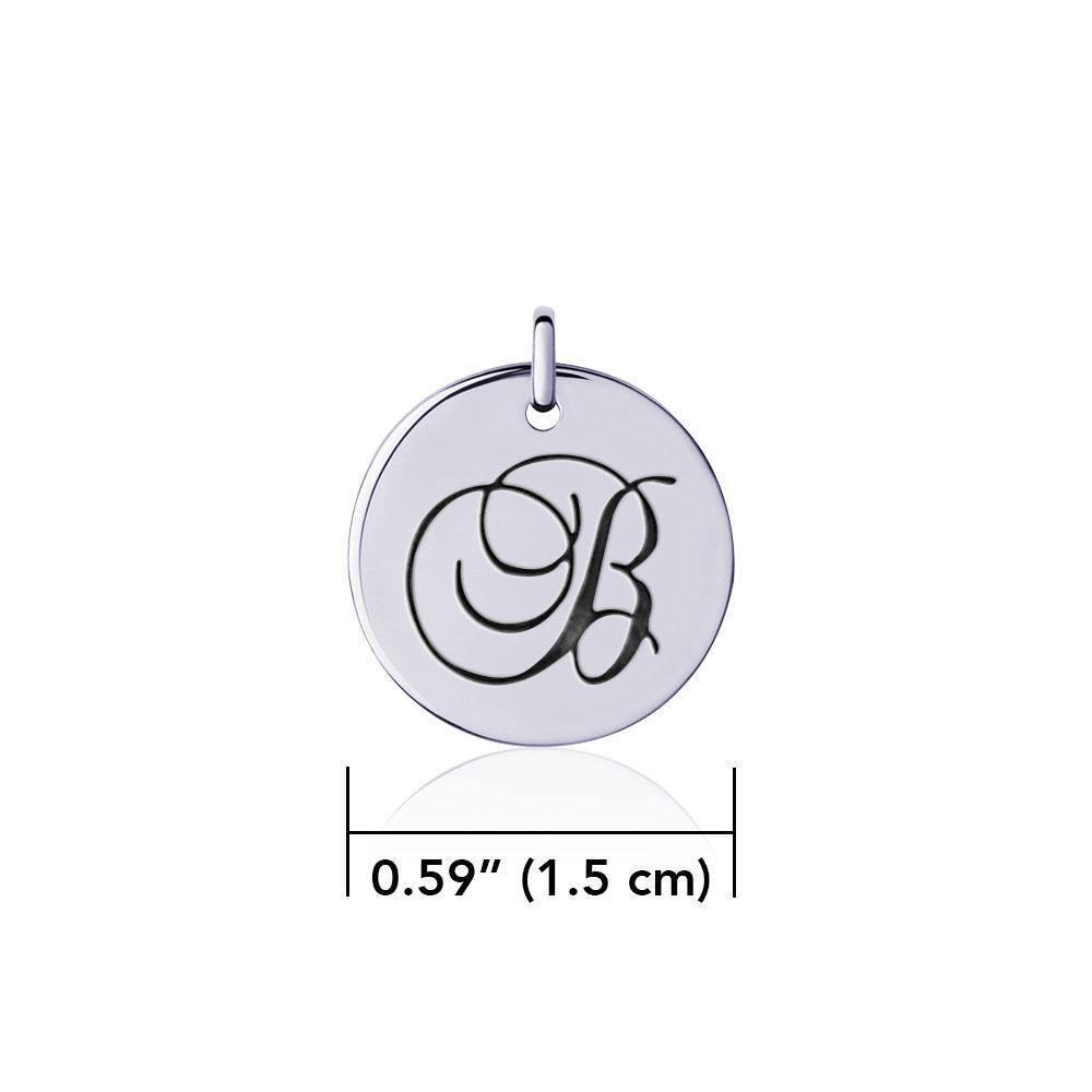 Letter B Silver Disc Charm TCM364