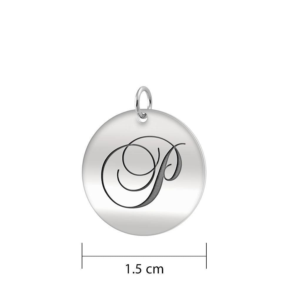 Letter P Silver Disc Charm TCM377