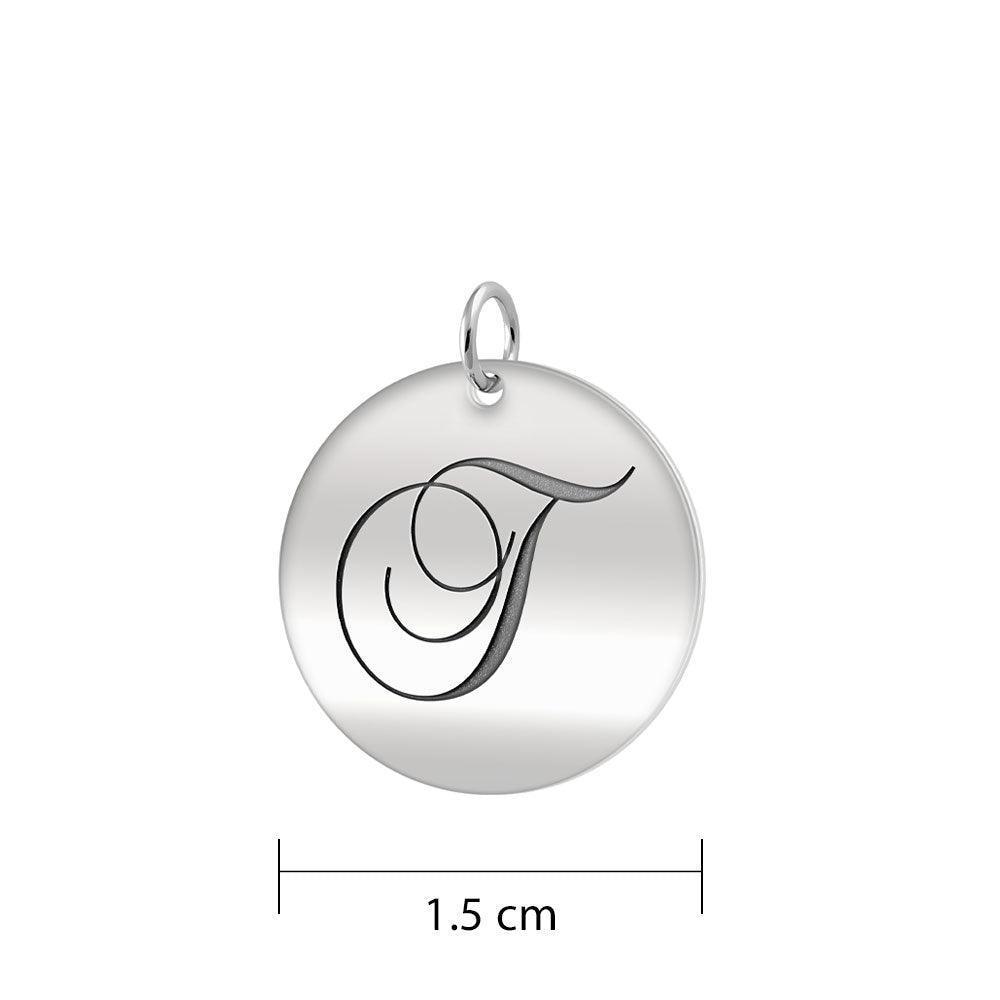 Letter T Silver Disc Charm TCM380