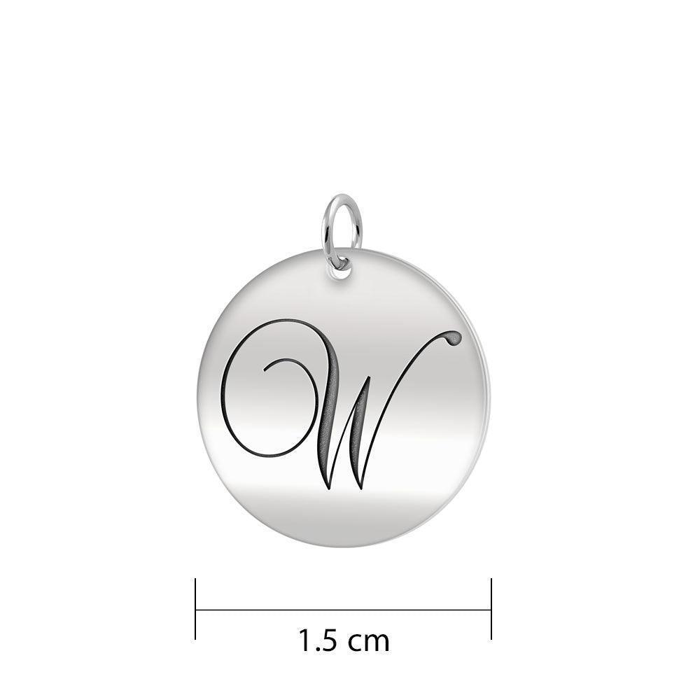 Letter W Silver Disc Charm TCM382