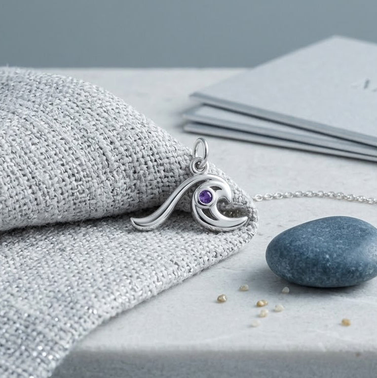 Wave with Gemstone Sterling Silver Charm TCM718
