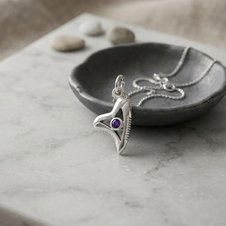 Shark Tooth with Gemstone Sterling Silver Charm TCM720