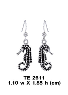 Seahorse Sterling Silver Hook Earrings TE2611