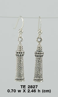 Indian Ocean Lighthouse T Sterling Silver Hook Earring TE2827