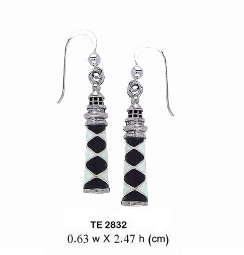 A sail of good hope in Cape Lookout Lighthouse ~ Sterling Silver Hook Earrings TE2832