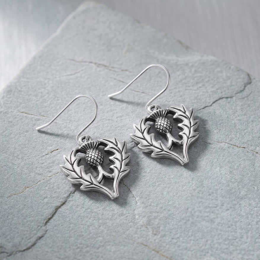 Scottish Thistle Sterling Silver Earrings TE2874*