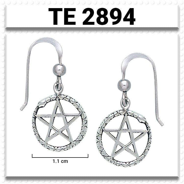 Snake Ouroboros Pentacle Sterling Silver Earrings TE2894