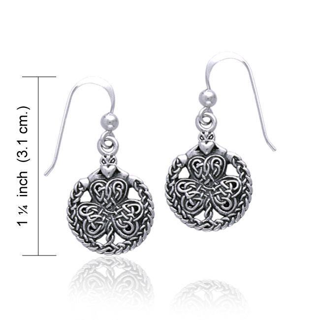 Celtic Shamrock & Irish Claddagh Silver Earrings TE2916