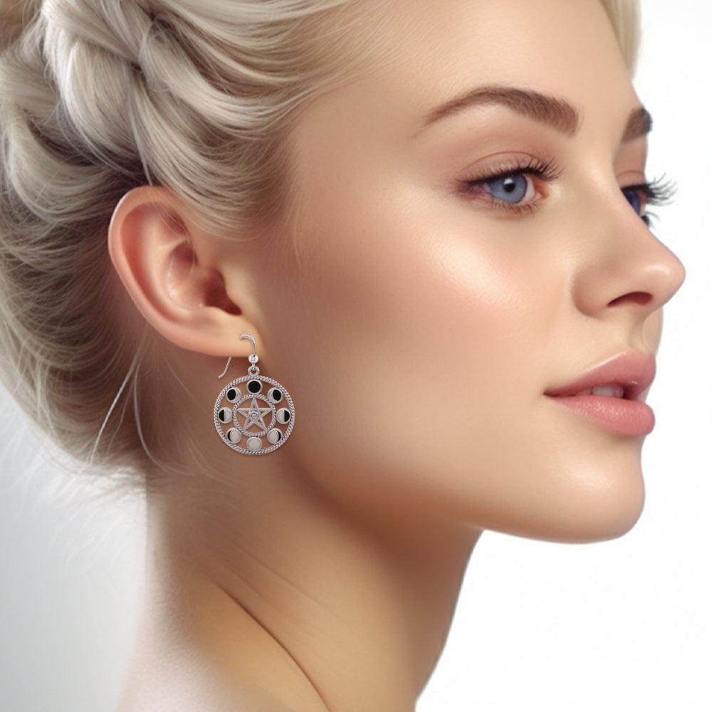 Moon Phase Silver The Star Earrings TER014 - peterstone.dropshipping