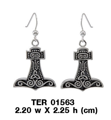 Thor’s Hammer Sterling Silver Hook Earrings TER1563