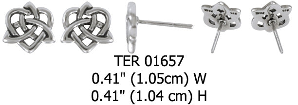 Celtic Trinity Knot Heart Sterling Silver Post Earrings TER1657